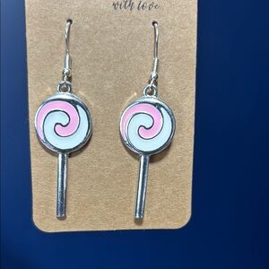 Ardene Silver and Pink Lollipop Earrings